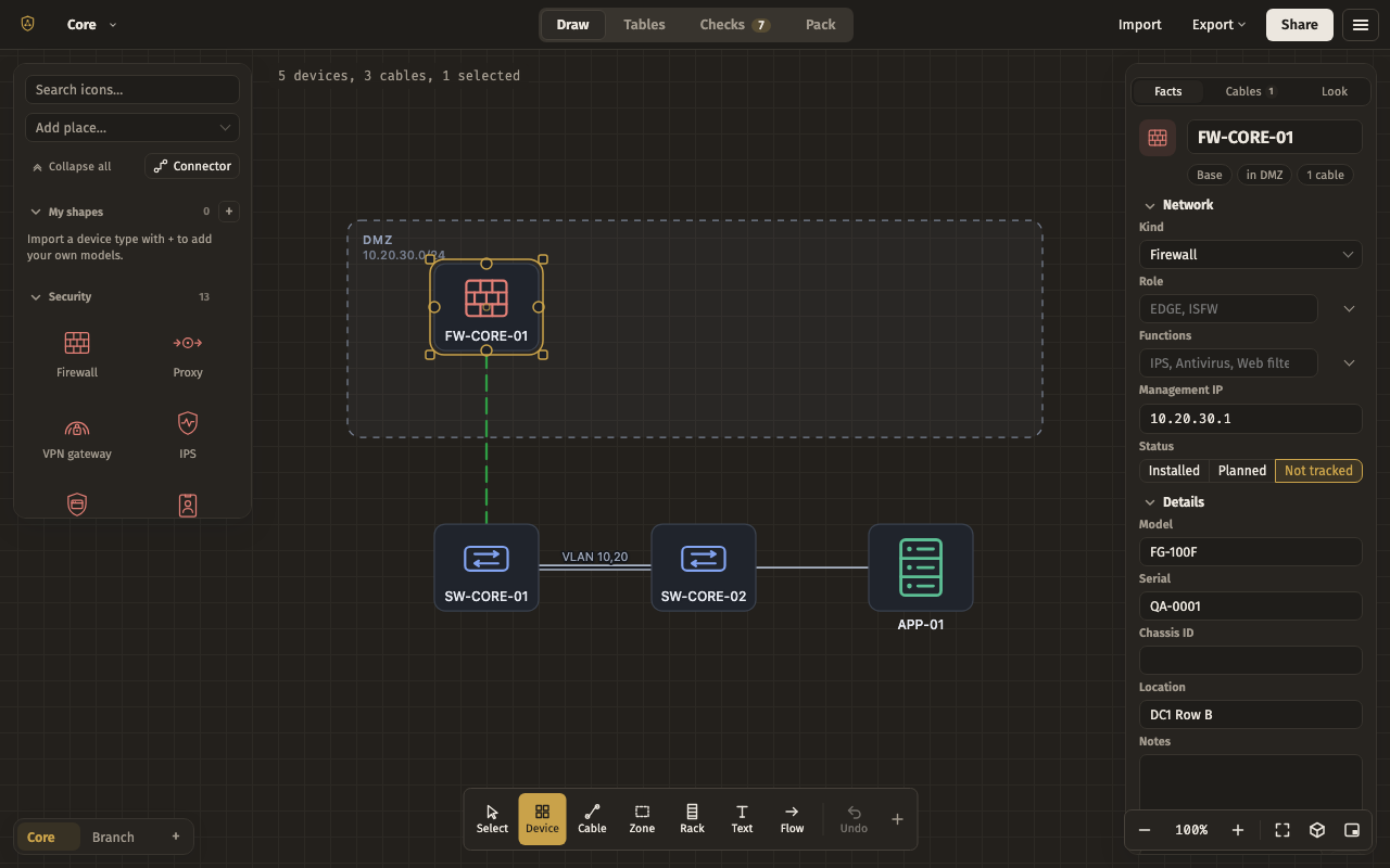 Cards — the editor with this layout, dark theme