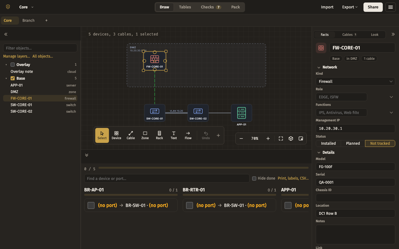 Handover — the editor with this layout, dark theme