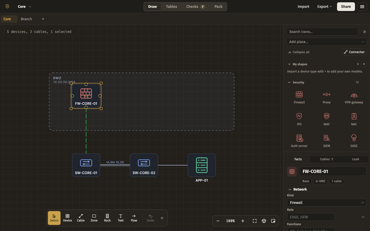 Right-hand — the editor with this layout, dark theme