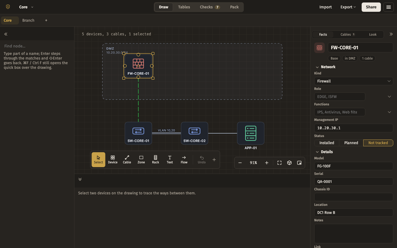 Trace and find — the editor with this layout, dark theme
