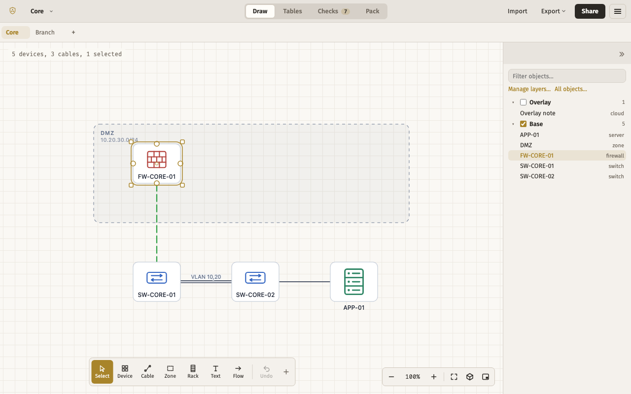 Walkthrough — the editor with this layout, light theme